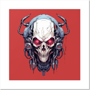 Cyber Demon Skull Cyborg Posters and Art